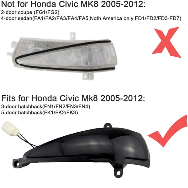 Flydende LED Dynamisk Side Marker Blinklys Indikator til Civic Hatchback