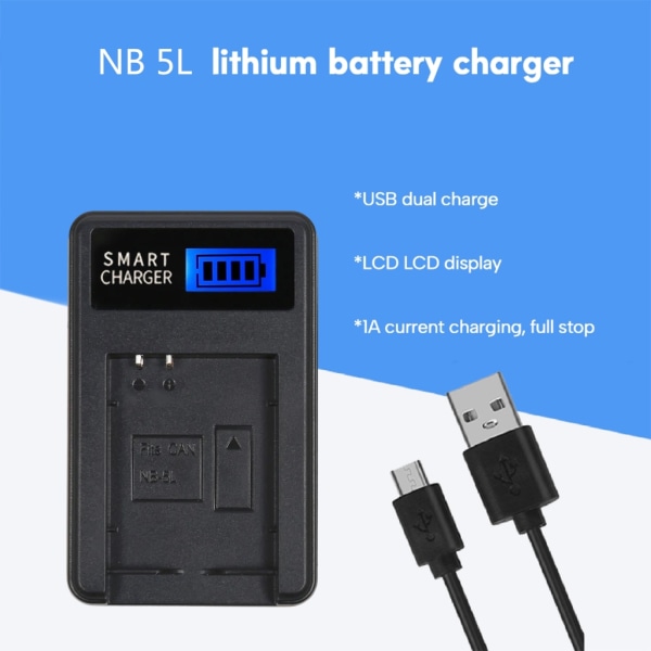 Bärbar NB5L LCD-skärm USB -kamera Batteriladdare för S100 S110 kameror Bekväm power