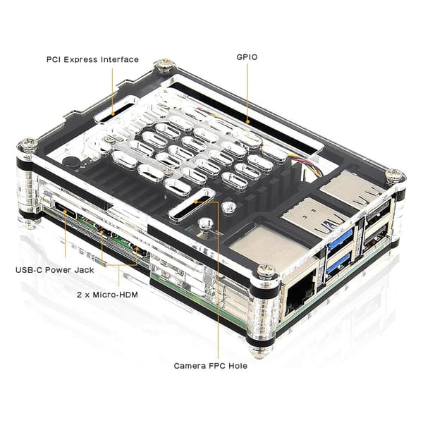 Elegant Cover Case Aktiv Køleventilator Til RPI 5 Single Board Computere C