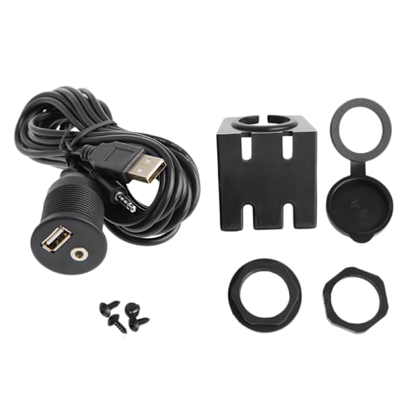 USB 3,5 mm 1/8 Aux-förlängningskabel Kabelmonteringspanel Bilbåt Dash Flush Mount Five piece set