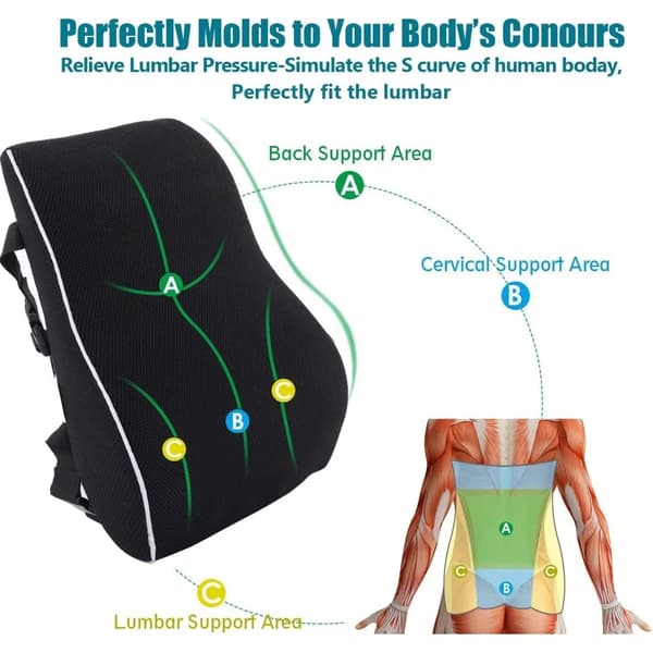 Memory Foam Lumbar Støttepute Bilsete Og Kontorstol Midjestøtte