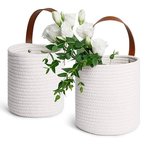 Imiterad rotting Handgjord hängande blomkruka Korg Växtbehållare Tvättleksak 6 Small