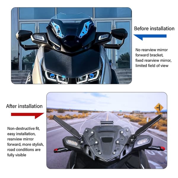 Forbedrer synlighet Speilforlengerfeste Speiladapter for XMAX300-førere