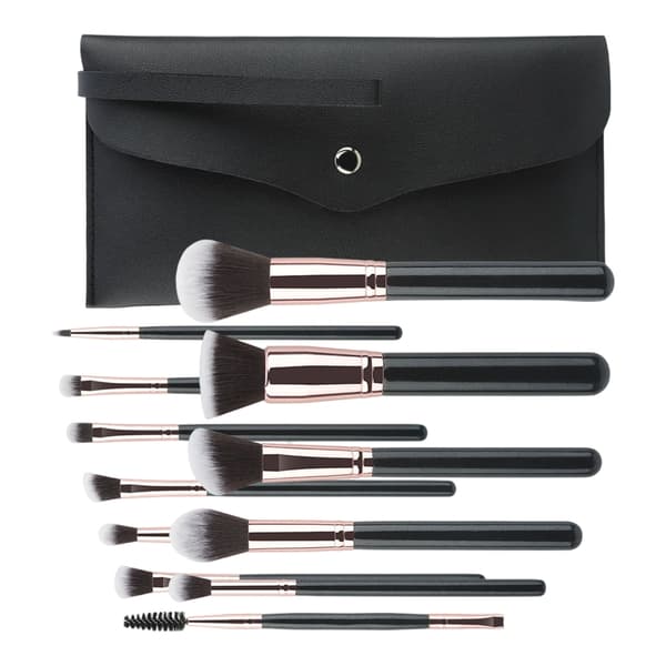 12 Stykker Bærbart Rejse Kosmetikbørstesæt Til Ansigt- Og Øjenmakeupbehov