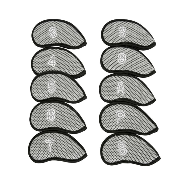 10st vattentät mesh golfputteröverdrag Golfjärnhuvudöverdrag Klubböverdrag järnhuvudöverdrag Golfklubbor huvudöverdrag Light Grey