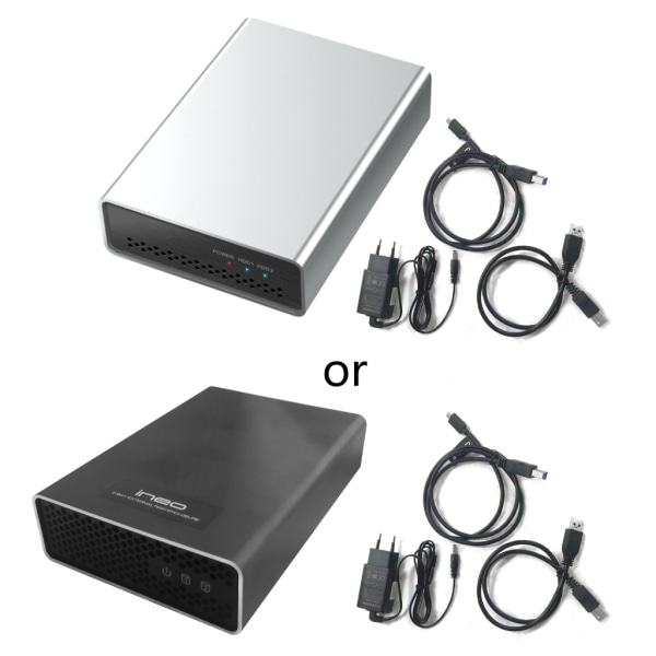 USB 3.1 Gen2- TypeC Dual-Bay 2,5” Sata RAID-hårddiskbox Stöd för 10 Gbps HDD-box i aluminiumlegering