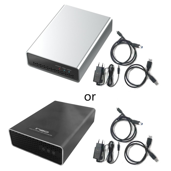 USB 3.1 Gen2- TypeC Dual-Bay 2.5” Sata RAID Hårddiskkapsel Stödjer 10Gbps Aluminiumlegering HDD Box