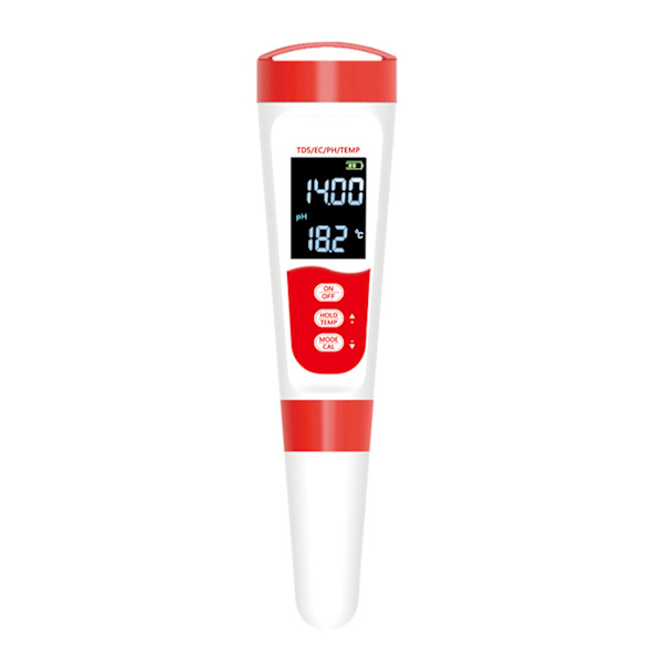 4-i-1 Digital pH-mätare med pH/TDS/EC/Temp Funktion 0-14.0 pH Mätområde Vattenkvalitetstestare för Hydroponik