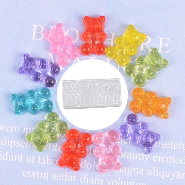 5 st Handgjorda Björn Nail Art Silikon Mini Gummy Bear Form Bear Nail Art Hartsgjutform Mould Hartskonsthantverk