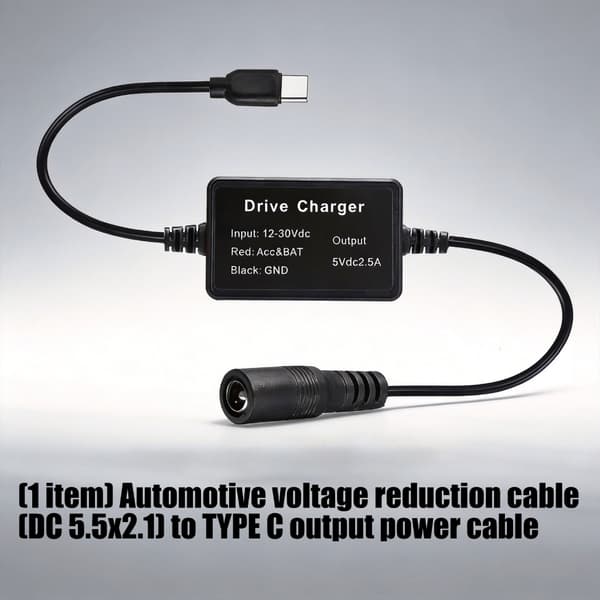 Flera spänningar 9V/12V/24V DC5521 till USB C bilströmkabel 9V 12V 24V ingång