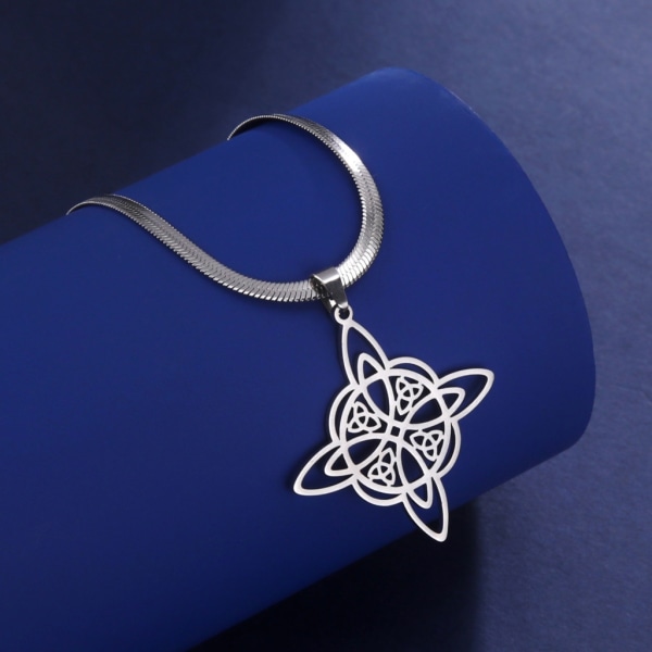 Häxknut hänge halsband Celtics irländsk amulett i rostfritt stål ormkedja Choker hednisk Witchcraft Luck smycken Silver