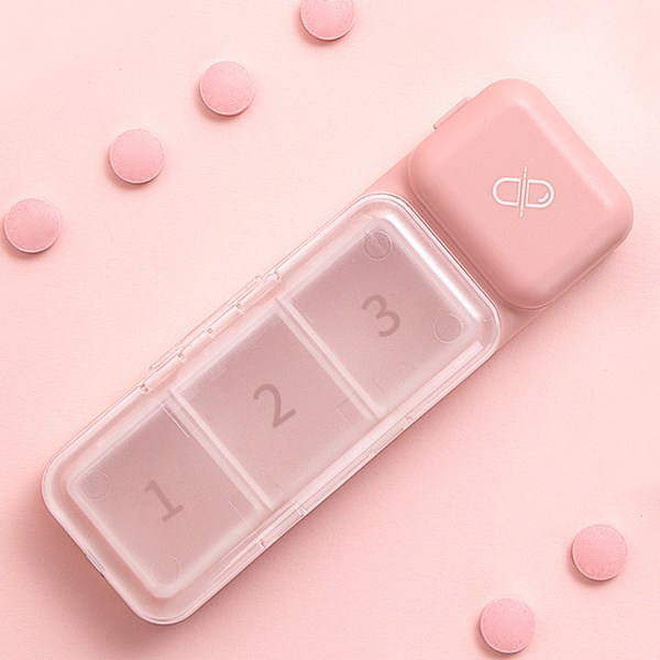 Plast Mini för tablettlåda Stor kapacitet Anti-damm organizer med skärare inomhus utomhusmedicin för case förseglad Pink