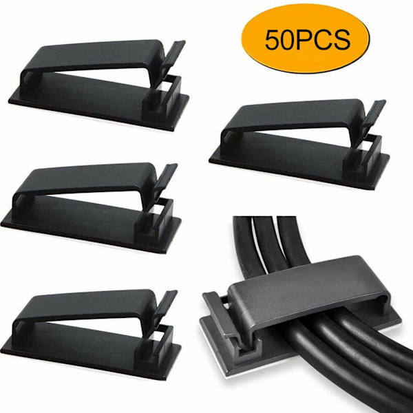 50 stk Selvklebende Kabelbinder Kabelklemme Klips Holder for Bil Dash Kamera GPS Flex Kabel Bord Skrivebord Oppbevaringsholder