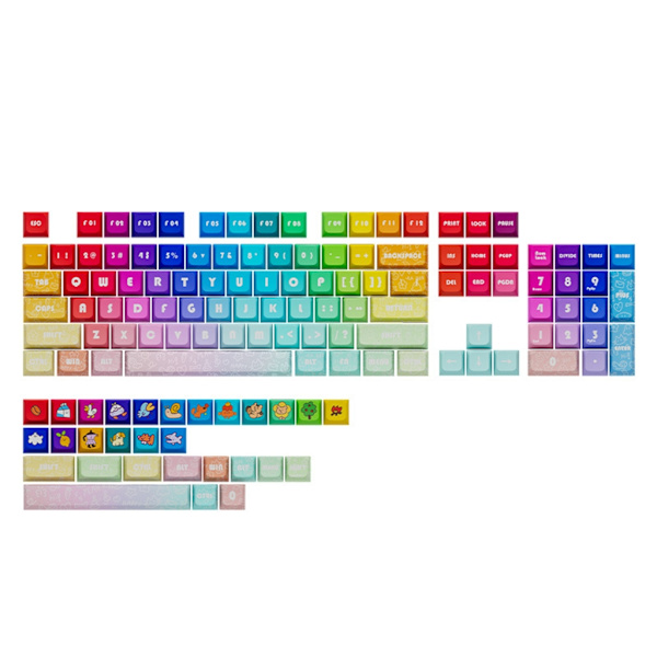 Keycaps 133 stk. Regnbue Keycaps XDA Profil Komplett Sett Keycap DyeSubbed Tykke PBT Taster for Gaming Mekanisk Tastatur