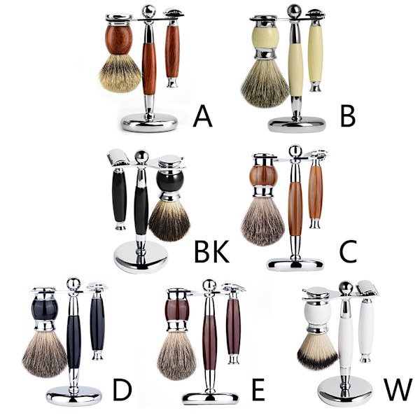 Män Manuell Raksats Skäggrengöringsborste Rakapparat för Razor Stand Grooming Tool D