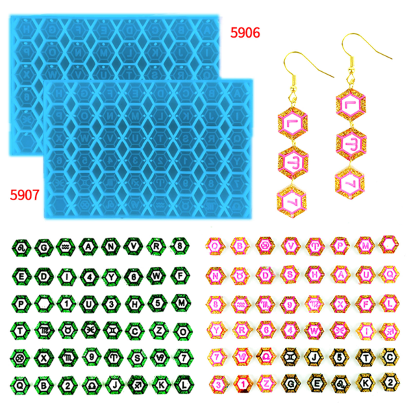 Harts Bokstavsnummer Pärlor Form Silikon Harts Molds för diamantform Ädelstenshänge Örhängen Smyckegjutning null - A
