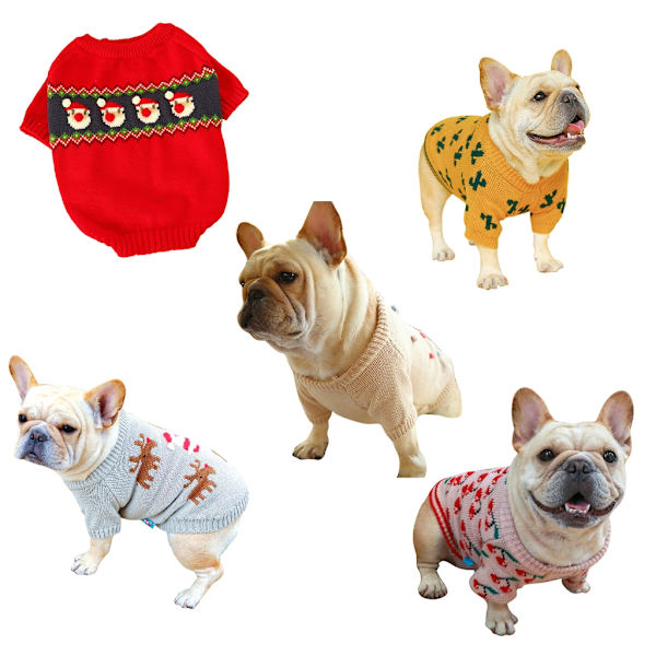 Pet Dog Sweater Jul Husdjurskläder för liten hund Varm tröja Outfit för kattkläder Vindtät mjuk hundtröja Santa claus red swea M