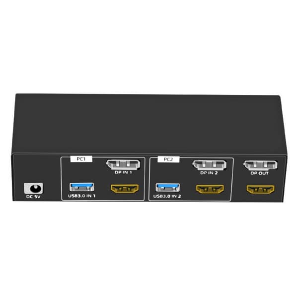 8K KVM-bryter Datamaskiner Skjermer KVM-bryter 2 inn 2 ut Datamaskin-deling
