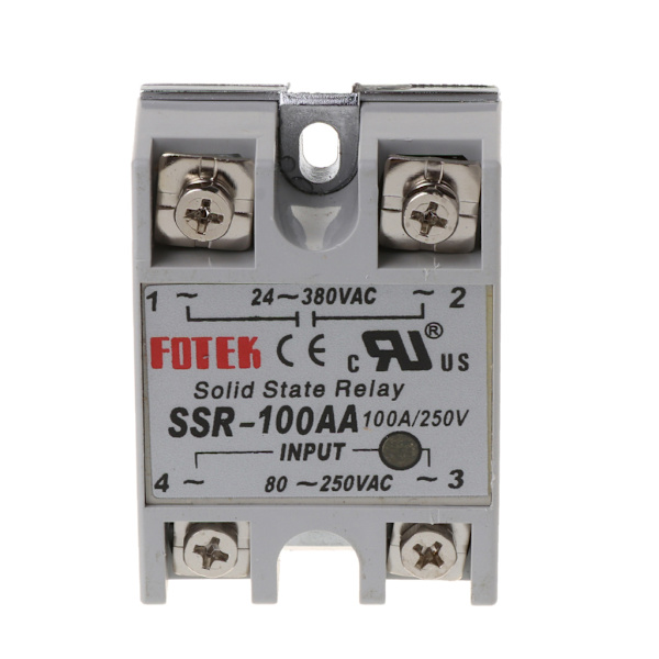 SSR-100AA Enfas Solid State Relä Med Plastkåpa AC-AC Relä Vit för Skal Solid State Resistansregulator