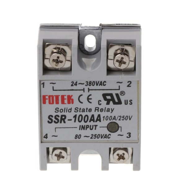 SSR-100AA Enkeltfaset Solid State Relæ Med Plastikdæksel AC-AC Relæ Hvidt til Shell Solid State Modstandsregulator