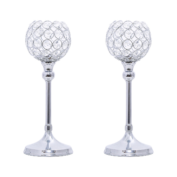Ljushållare för bröllop Retro Färg Klar Klassisk Hantverk Ljusstakar Hållare Bröllopsfest Hemmiddagsdekoration Silver L
