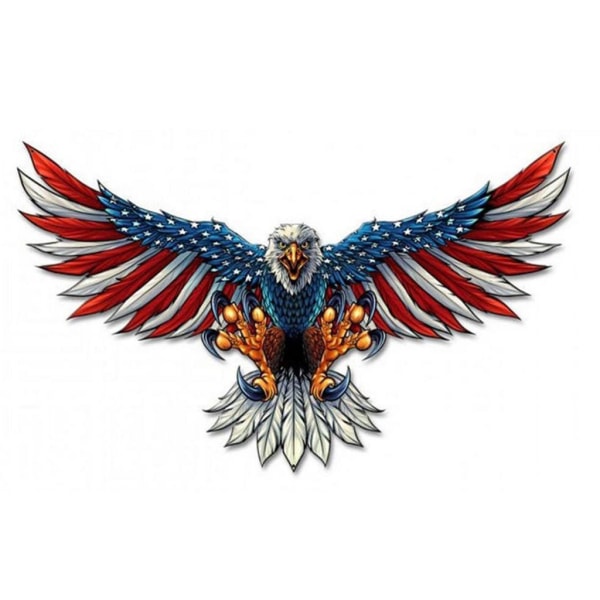 Patriotisk Metall Väggkonst Dekor Amerikansk Flagga Vithövdad Havsörn Hängande Järnskulptur