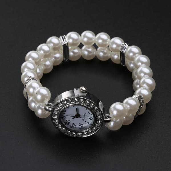 Damklocka Simulerad Pärla för Strass Lyx Mode Elegant Armband White Style 1