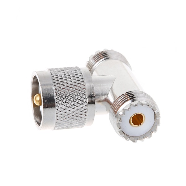 för T Shape UHF Hane PL259 Till 2 UHF Hona SO239 Trippel RF-kontakt 3-vägs Coaxi