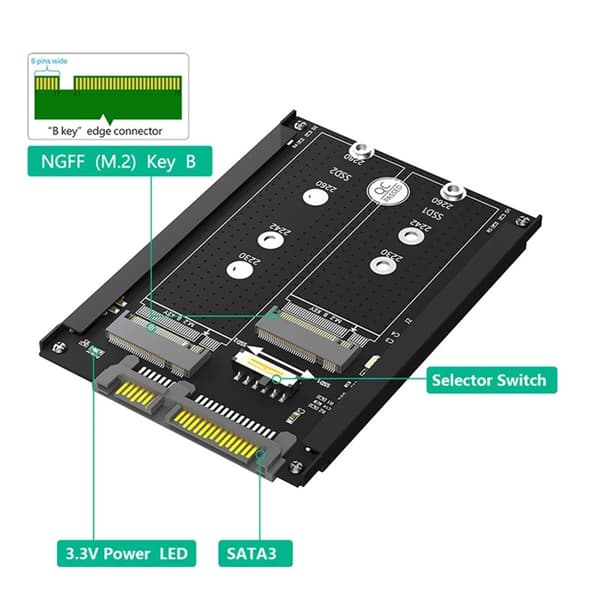 M.2 NGFF SATA3.0 SSD - SATA3.0 -sovitinkorttisovitin kortti 2230:lle