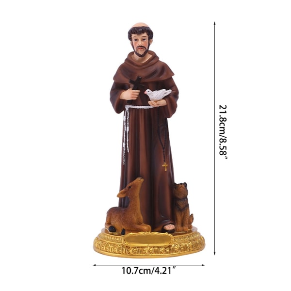 9 tum Saint Francis heliga statyett Religiös dekoration Resin Staty Desktop Ornament Collection Presenthantverk för hemmet