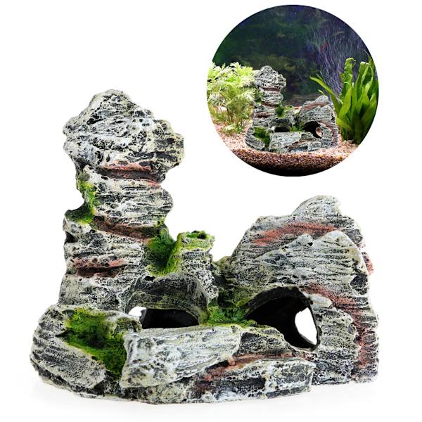 Akvarium Bjergudsigt Sten Ornament Klippehule Fisk til Tank Landskab Resin Dekor Akvatiske Kæledyr Skjulested Legeplads