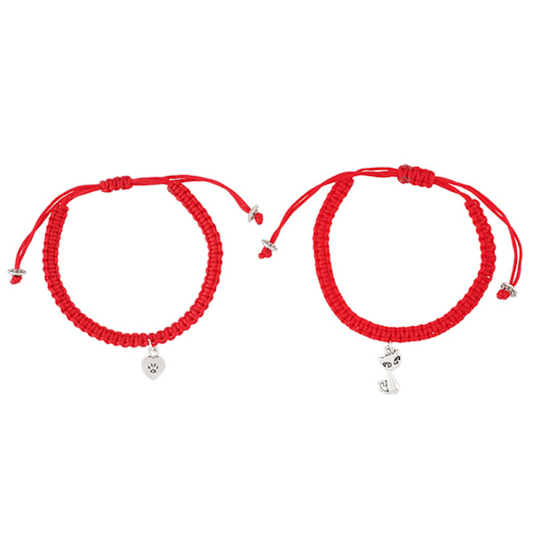 2st unisex handgjorda flätade rep Lucky Red String Armband Hund Charm Armband för familjen vänner Presenter till nyår null - Dalmatian