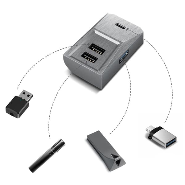 USB-hub til handskerum til bil, splitter-dockingstation, USB-hurtigladestation C