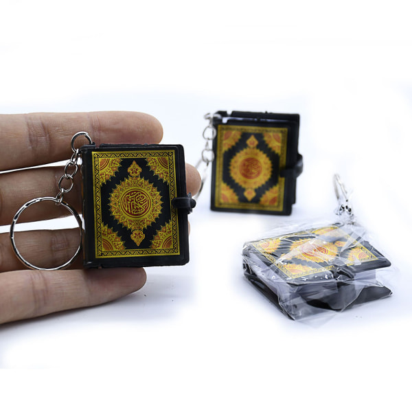Mini Ark Koranen Nyckelring Fin bok Äkta papper kan läsa arabiska Koranen Nyckelring Muslimska smycken Present för män Kvinnor Vuxna