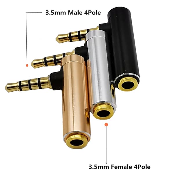 3,5 mm lydadapter med forgyldte stik og metalskal til lyd Silver