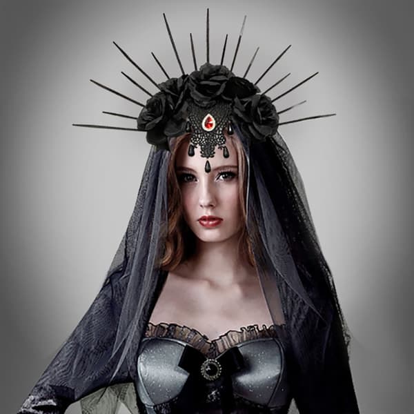 Lang slørhodebånd Halloween Dark Series Hodeplagg Lolita-stil Kronehodeplagg