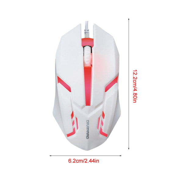Mouse Gaming PC Gaming-möss, 1200 justerbar DPI Ergonomisk trådad mus, 7-färgsgradientljus, bekväm gamermus White wired