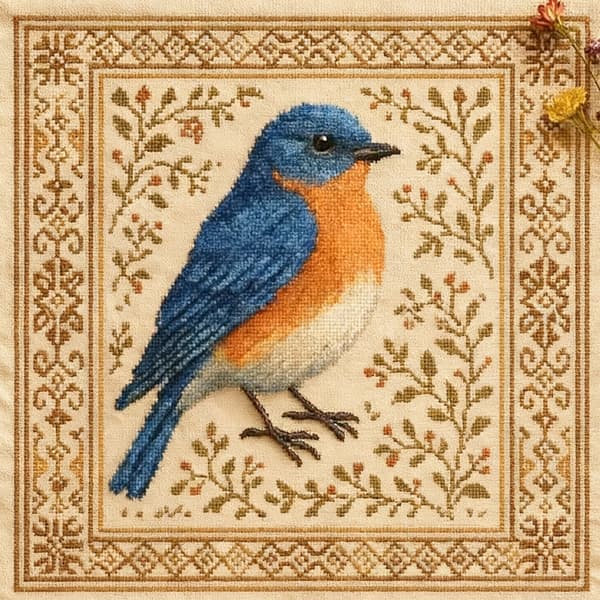 Fågelmönster Broderisats för Hemkonstprojekt Steg-för-steg-guide D