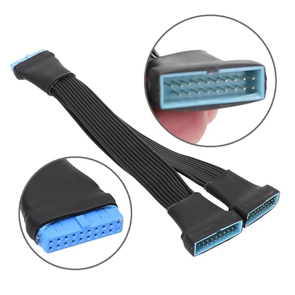 USB3.0 Forlængerkabel Computer Bundkort 19Pin/20Pin Han til Hun 1 til 2