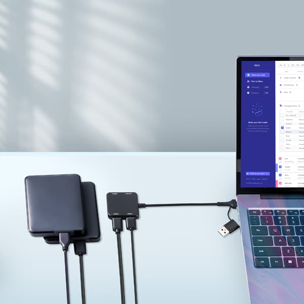 USB C til USB Hub-adapter 4 i 1 USB3.0 til computere, tablets og smartphones