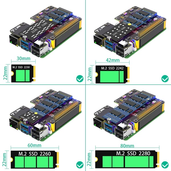 NVMe til PCIe Adapter til mKey 2230-2280 Bred Kompatibilitet til RPi