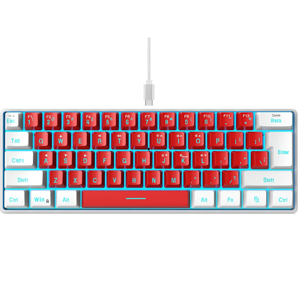 V700WR Trådbundet Gaming Tangentbord RGB Bakgrundsbelyst Ultrakompakt Mini Tangentbord Vattentätt 61 Tangenter Små Tangentbord för Gamer PC