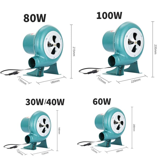 12VDC Elektrisk Smieblåser Kullstarter Røykervifte Multicolor 100 watts
