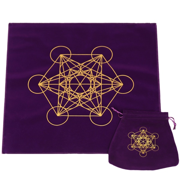 Tarotkort bordsduk Flower of Life Divination Altarduk Praktisk spådomsduk för w/ Tarotpåse för Couns Purple F