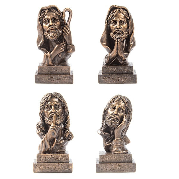 Resin Jesus Kristus för huvudbyst Staty Antik brons religiös skulptur Figur null - C