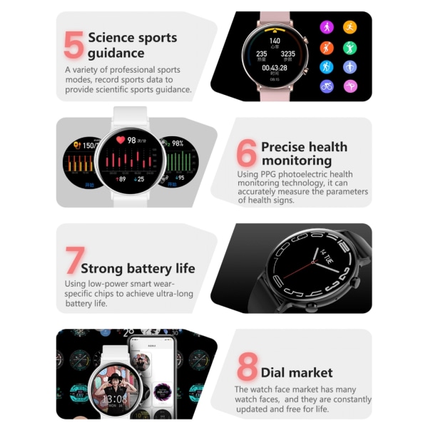 GW33 Smart Watch Watch Puls Blodtryckssyremätare Armbandsur för telefon med stegräknare för vuxen Black