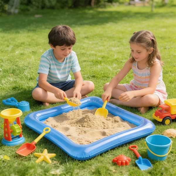 Oppustelig PVC sandbakke til børn med Space Sand legesæt 55x43 cm