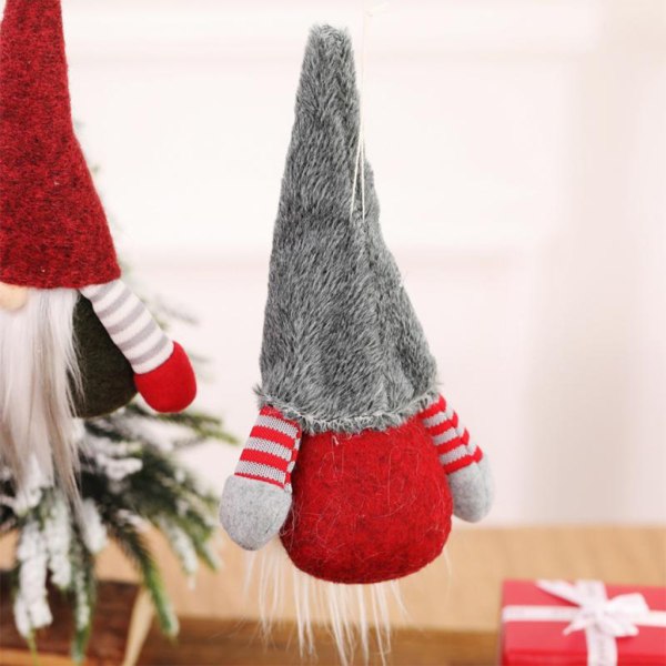 Jultomte för docka mini plysch hatt tomtedockor miniatyr för docka figurin Semesterpresent till julfestivalen bröllop Bab Gray