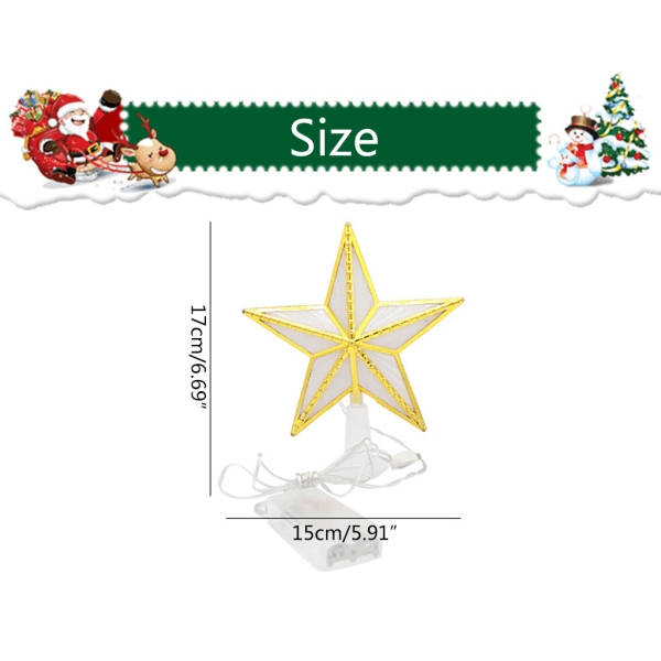 Christmas Tree Topper Plast Star LED Light USB Batteridriven Treetop Lamp