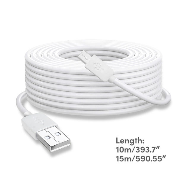 Superlång USB till Micro USB -laddningskabel för termometer/kamera Lång hållbar laddarkabel 393,7 tum/590,55 tum 15m